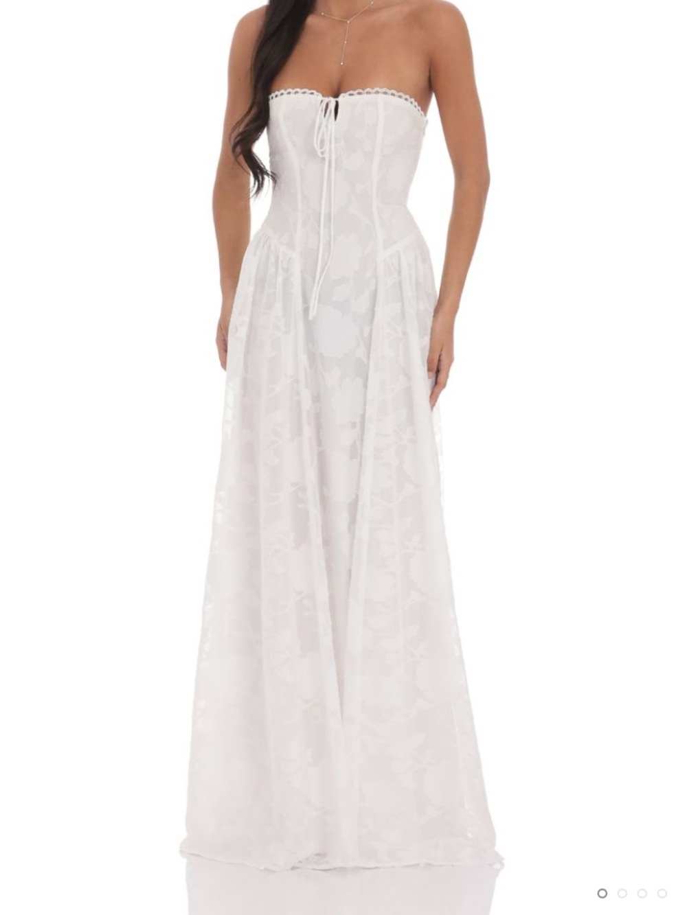 Lucy in the Sky Strapless White Floral Maxi Dress Bridal